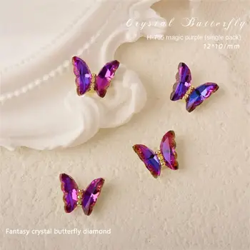 Дизайнерские подвески для ногтей с бабочками 3D-Роскошный декор для ногтей с бабочками из сплава 12x10 мм, маникюр с бабочками из страз*