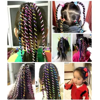 Плетение волос цвета радуги, длинные спиральные повязки на голову, резинки для волос, милые инструменты для укладки волос, модные аксессуары для украшения волос, детские аксессуары для волос