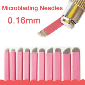Microblading 0.16mm Tebori Blades Tattoo Needle Permanent Makeup18U Форма Ручной Иглы для Бровей Nano Microblade для 3D Ручной Ручки