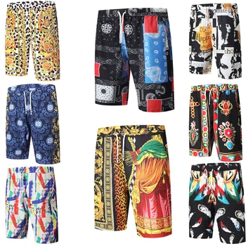 Мужские пляжные брюки в разных стилях, Летние Свободные капри с 3D принтом, повседневные шорты с завязками в гавайском стиле.