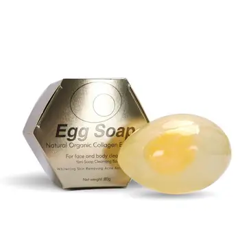 Натуральное органическое коллагеновое яичное мыло Оптом Коллагеновое мыло отбеливающее мыло ручной работы Коллагеновое очищающее мыло для лица Мыло для ванн 80 г