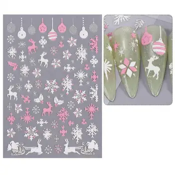 Наклейки для дизайна ногтей на Рождество Изысканные рождественские наклейки для дизайна ногтей Наклейки для маникюра с рисунком снежинки и снеговика для женщин и девочек