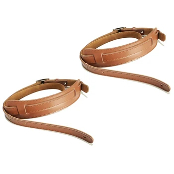 2X Прочный кожаный ремень для электрогитары с металлической пряжкой, плечевой ремень, регулируемые винтажные гитарные ремни-коричневый Цвет