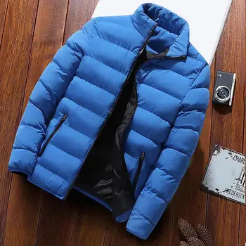 Повседневная куртка Winetr, зимнее мужское стеганое пальто, толстая ветрозащитная теплая куртка с воротником-стойкой, застегивающаяся на молнию, пальто с полной застежкой-молнией