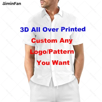 Гавайские кубинские рубашки с 3D-принтом по индивидуальному заказу, мужские летние футболки Camisa, женские топы, футболки унисекс, уличная одежда оптом