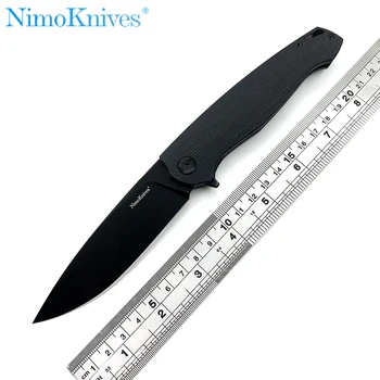 Nimoknives Карманный Быстросъемный нож, Охотничьи Ножи для самообороны, Лезвие K110, ручка Micata, Крутой Черный инструмент