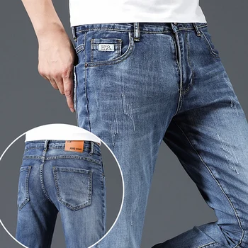 Узкие джинсы-скинни для мужской одежды, весна-осень, новая Корейская мода, повседневные джинсовые брюки с короткими ножками, мужские