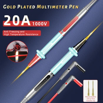 20A Силиконовый мультиметр, измерительная ручка, Позолоченные стальные игольчатые зонды, Тестовые провода, 1000 В, Тестер, провода, кабели, Аксессуары для геодезии