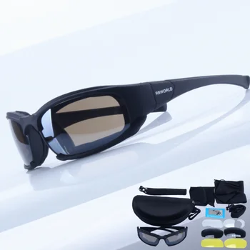Мотоциклетные очки, военные очки, Пуленепробиваемые армейские поляризованные велосипедные солнцезащитные очки, Охотничьи очки для страйкбола X7
