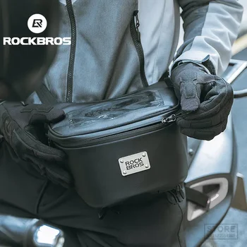 Мотоциклетная сумка ROCKBROS для хранения телефона с сенсорным экраном на талии, большая емкость 2 л с дождевиком, аксессуар для велосипеда на руле