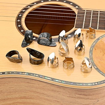В набор из 12 предметов входят медиаторы для пальцев из нержавеющей стали, медиаторы для большого пальца из АБС, металлические медиаторы для пальцев, регулируемые для гитары