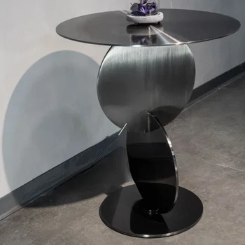 Sili Style Минималистский Угловой Стол Из Нержавеющей Стали Дизайнерская Модель Продвинутого Художественного Дивана Light Luxury Side Table