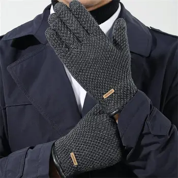 1 пара вязаных перчаток из искусственной шерсти, удобные ветрозащитные теплые перчатки с сенсорным экраном, защищающие от холода, для зимней езды на велосипеде, работы