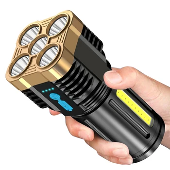zk30 Высокомощный Четырехэлементный Светодиодный Фонарик USB Перезаряжаемый Мощный Светодиодный Фонарик Супер Яркий Фонарь COB Портативный Фонарь Для Кемпинга