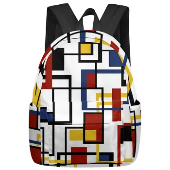 Скандинавские Ретро Средневековые Геометрические Абстрактные Красочные Женские Мужские Рюкзаки, Водонепроницаемый Школьный рюкзак для студенток, сумка Mochila