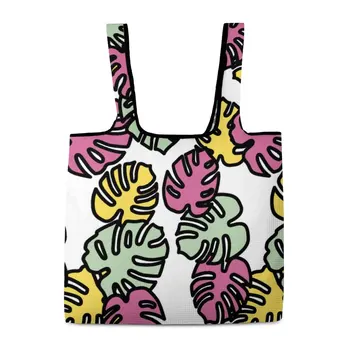 Красочные Цветы Складная Хозяйственная Сумка Пакеты для еды Легкая сумка для покупок Многоразовые Дорожные Эстетические сумки