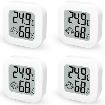 Комплект из 4 цифровых гигрометров, комнатных термометров, мини-измерителей влажности с контролем температуры и влажности
