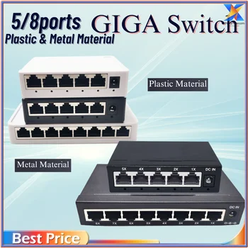 Гигабитный Коммутатор Ethernet, Волоконно-оптический Медиаконвертер, 5 Портов, 10 м, 100 м, 1000 м, Металл и пластик