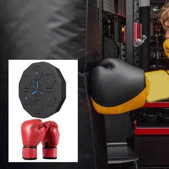 Умный музыкальный тренажер для бокса с боксерскими перчатками Музыкальная мишень, тренажер для координации реакции, реактивная мишень