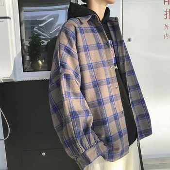 Фланелевая рубашка в клетку LAPPSTER Y2k Оверсайз Harajuku 2023 Уличная одежда Корейские рубашки с длинным рукавом Японские модные Винтажные блузки
