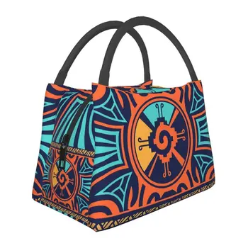 Красочные Хунаб Ку, символ майя, Многоразовые ланч-боксы, женские многофункциональные термоохладители, сумка для ланча с изоляцией для еды, сумка для ланча