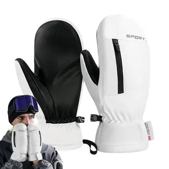 Мужские И женские лыжные перчатки, зимние теплые ветрозащитные водонепроницаемые флисовые перчатки с сенсорным экраном, нескользящие перчатки для катания на сноуборде, снегоходе, велосипеде, лыжах