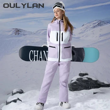 Новинка 2024 года, модная женская зимняя одежда, водонепроницаемый лыжный костюм, комплект одежды для сноуборда, уличные зимние куртки и брюки для девочек