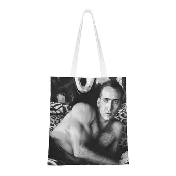 Кавайный Принт Sexy Nicolas Cage Tote Shopping Bag Прочная Холщовая Сумка Для Покупок Через Плечо