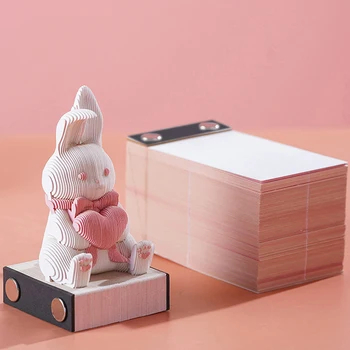 3D блокнот для заметок с милым кроликом, трехмерный блокнот с кроликом, бумажные заметки, аксессуары для украшения стола Kawaii