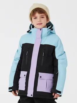 Детская зимняя лыжная куртка на открытом воздухе, Ветрозащитная водонепроницаемая куртка для катания на лыжах и сноуборде для мальчиков и девочек, детский зимний костюм для катания на лыжах