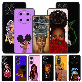 Черный Матовый Чехол Для Телефона Honor X7 70 Lite 90 50 20 X6 X8 X8A X9A 8X Magic5 4 Pro Black Girl Melanin Мягкая Обложка