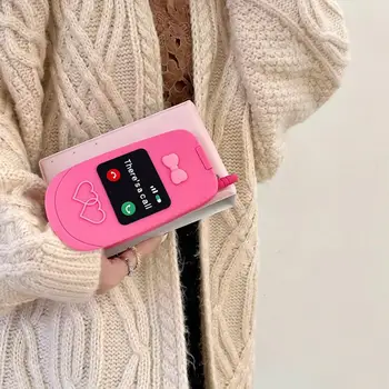 Симпатичная модель мобильного телефона с 3D ярко-розовым бантом, зеркальный силиконовый чехол для телефона для iPhone 15 14 13 12 Pro Max 11, Мультяшный подарок в мягкой обложке