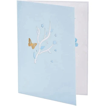 Открытка с голубыми конвертами-бабочками Для размышлений о вас, Дне рождения, Дне матери, юбилее и т.д. На все случаи жизни