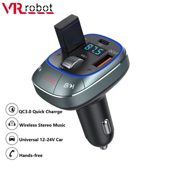 VR Робот Bluetooth FM-Передатчик Автомобильный MP3-Плеер Стерео Беспроводной Автомобильный комплект Громкой Связи Поддержка U-диска QC3.0 + 20 Вт PD Быстрая зарядка