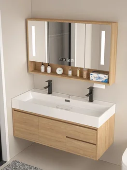 Встроенный умывальник Nano rock, комбинация шкафов для ванной комнаты log wind, умывальный столик в ванной, умывальник с двойным краном, раковина