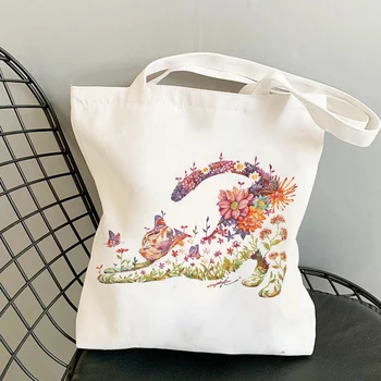 Сумка для покупок Cat, сумка-тоут для покупок, многоразовая сумка bolsa compra bolsas, экологическая ткань sacolas