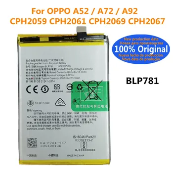 100% Оригинальный Высококачественный Аккумулятор BLP781 5000 мАч Для OPPO A52 A72 A92 CPH2059 CPH2061 CPH2069 CPH2067 Батареи