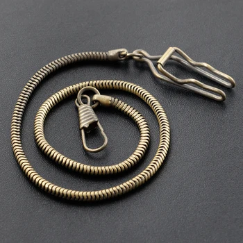 Бронзовая цепочка в виде змеи, цепочка для карманных часов 38,5 см, винтажное ожерелье из нержавеющей стали, мужские и женские аксессуары