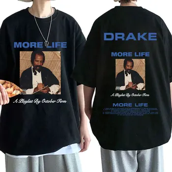 Горячая винтажная футболка рэпера Дрейка с музыкальным альбомом More Life, футболки с принтом с коротким рукавом, Мужские, Женские, хип-хоп Модные футболки оверсайз