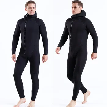 5 мм неопреновый гидрокостюм на молнии спереди, цельный водолазный костюм с капюшоном, теплый Пляжный купальник для подводного плавания