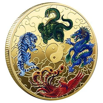 1 комплект Древних мифических существ Lucky Coin Инструмент для скребания лотерейных билетов Lucky Charms Challenge Coin Gold