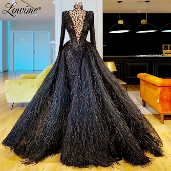 Великолепное Черное вечернее платье из Саудовской Аравии с длинными рукавами, платья для выпускного вечера, расшитые бисером, вечерние платья Vestidos De Gala Abendkleider 2020