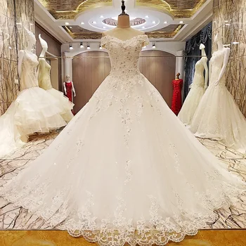 Блестящий Новый дизайн, Винтажные свадебные платья, бальное платье, Кружевные свадебные платья из Турции с длинным шлейфом, платье невесты Robe de Mariage