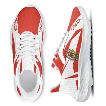Женские кроссовки INSTANTARTS с белой подошвой, флаг Канады, легкие повседневные кроссовки на шнуровке, прогулочная обувь на шнуровке, мужская обувь на плоской подошве