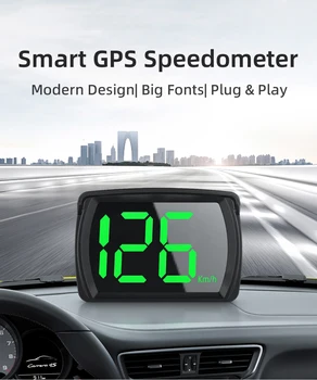 Цифровой GPS-спидометр, автомобильный HUD-дисплей, Подключи и играй Для всех автомобилей, большой шрифт, км / ч, Аксессуары для автомобильной электроники