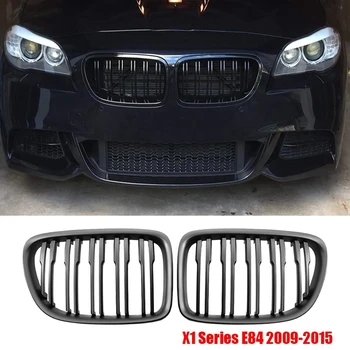 Матовая черная передняя решетка радиатора, спортивная решетка, замена двойной планки для BMW E84 X1 4-дверный 2009-2015