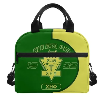 FORUDESIGNS / Модные сумки для ланча с зелеными вставками для детей с рисунком женского общества Chi Eta Phi, термосумка-холодильник Lancheira Escolar