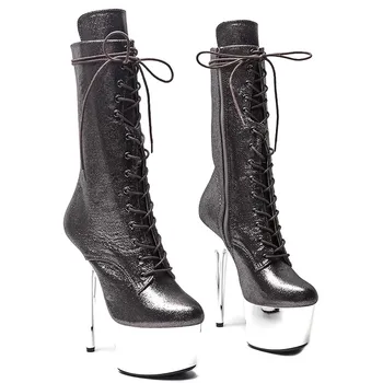 LAIJIANJINXIA, новая мода, верх из искусственной кожи 17 см / 7 дюймов, обувь для танцев на шесте, Женские современные ботинки на платформе и высоком каблуке 190