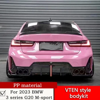 Для 2023 BMW 3 серии G20 M-sport добавьте обвес в стиле VTEN черный рыцарь передняя губа боковая юбка задний диффузор решетка радиатора заднее крыло