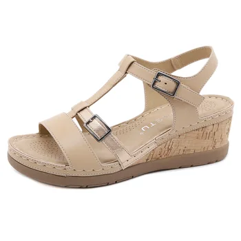 Бренд SIKETU, Стильные летние Римские сандалии на танкетке, женские гладиаторские босоножки с пряжкой фиксированного цвета, водонепроницаемая швейная нить, легкий вес 41 г.